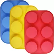 6-Cup Silicone Muffin Mold, 3 Packs of Muffin Pan, Non-Stick Baking Pan, Flexibl