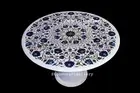 30" marble Coffee Table Top semi precious stones Inlay Work with marble Stand
