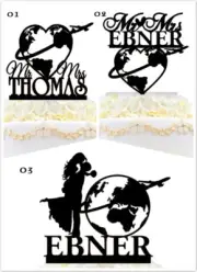Personalised Mr And Mrs Travel Themed Wedding Cake Topper Bride And Groom Earth