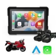 5" Touch Screen For Motorcycle Wireless CarPlay Android Auto + Front Rear Camera