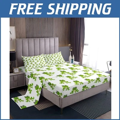 Adorable Frog Print Kids Bedding Set Full Size - Lightweight & Machine Washable