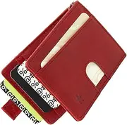 [Swear Brands] Slim Money Clip Wallet | Minimalist Wallet for Men RFID Blocking | Slim Front Pocket Wallet for Men | Premium Mens Wallet Bifold | 12 Card Holder Wallet for Men with Pull Tab (Red),