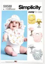 Simplicity 9588 Babies' Hat and Bibs ~ easy-to-sew Sewing Pattern