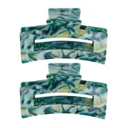 2PK Annabel Trends Tamed Hair Claw Shark Clamp Women's Accessory 8.5cm Malachite