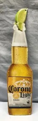 CORONA LIGHT 22" x 5" Beer Bottle w/ Lime Tin SIGN Bar Tacker - Man Cave - New