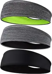 [Braylin] Men's Headbands, 3 Pack Sweat Workout Headbands for Men, Sport Cooling Headbands for Running Crossfit Fitness Yoga Cycling Hiking, Elastic Sweat Wicking Non Slip