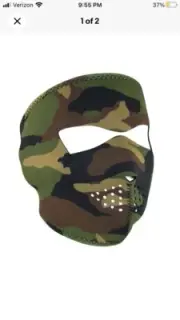 Zan Headgear Full Face Mask Woodland Camo (OSFM, Green Woodland Camo) Sealed NWT