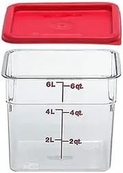 Cambro SFC6451, Clear, Li 6SFSCW135 Camsquare Food Container, 6-Quart, Polycarbonate, NSF with Lid, 6 Qt