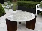 18" Round White Quartz Coffee Table Top Agate Stone Modern Arts Furniture Decors