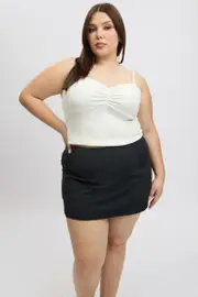 Black Front Split Tennis Skort Skirt