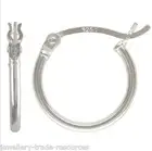 1x Pair 15mm x 1.5mm Sterling Silver Round Hinged Hoop Sleeper Earrings