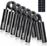 Wettarn 6 Pack Hand Grip Strengthener Set Heavy Metal Hand Grip Resistance 100, 150, 200, 250, 300, 350 LBS Wrist Hand Exerciser with Protective Case Forearm Gripper for Fingers Workout