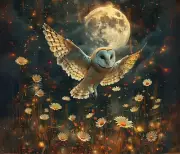 Owl Art Computer Mouse Pad Gift Floral Wisdom Night Flight