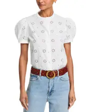 Frame The Eyelet Gathered Top