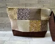 Knitting project Bag Zipper Crochet Storage Patchwork Handmade Tote Floral