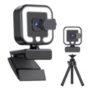 4K Webcam Web Camera with Microphone and Fill Light HD Autofocus Computer Cam...