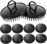 10pcs Shampoo Brush Shampoo Scalp Brush Head Scrubber for Washing Hair Flat Body Scrubber Hair Exfoliate Scrub for Scalp Shower Hair Brush Small Scalp Brush Hair Wash Comb