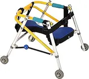 Folding Walker, Height Adjustable Directional Four-Wheeled Walker,with Seat for child, Cerebral Palsy Lower Limb Rehabilitation Standing Frame Walking Aid(Large)