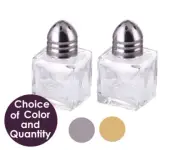 Mini Salt and Pepper Shakers, 0.5 Oz Glass Cube Body