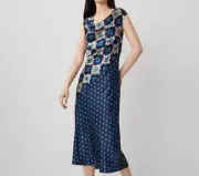 NWT-0,2,4,10-Ann Taylor Studio Collection Floral Silk Flutter Sleeve Flare Dress