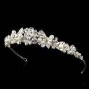 SALE! Pearl, Gold or Silver Ivory, Austrian Crystal Bridal Tiara Crown Headband