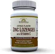 Windmill Natural Vitamins Zinc Lozenges with Vitamin C Honey Lemon Flavor, Immune System Support, Provides Antioxidant Support, Delicious & Fast Acting, 60 Lozenges, 30 Servings.