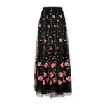 [Giambattista Valli] Giambattista Valli-Black Rose Polyester Midi Skirt-Donna 40 IT