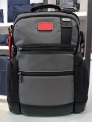 TUMI Parrish Black Grey Red Nylon Laptop Business Travel Backpack
