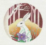 Needlepoint Handpainted Christmas Brenda Stofft Woodland Rabbit 4"