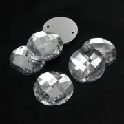 250 Clear Acrylic Flatback Sewing Rhinestone Round Button 20mm Sew on beads