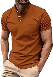 [Generic] Trendy Layering Shirts Summer Casual Short Sleeved Buttons Lapel Solid Color Short Sleeved T Shirt Tops N 1