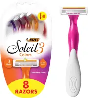 Soleil Colour Collection Disposable Women'S Razors - Pack of 8 Shavers, Assorted