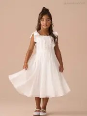 Angel & Rocket White Lara Bow Shoulder Georgette Dress (AN7747) | $145 - $164