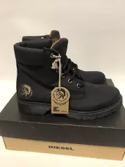 Diesel Only The Brave Black Nobuck Leather Boots UK 6 EU 39 Lace Up Flat Boots