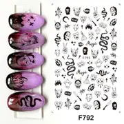 10 Pcs Halloween Nail Stickers Spoof Skull Spider Web Adhesive Nail Stickers