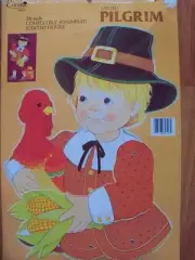 26" Jointed Pilgrim Thanksgiving Autumn Decoration Punchout Eureka New