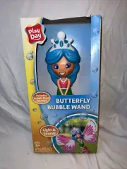 2 PlayDay Butterfly Bubble Blowing Wands with Lights & Sounds! Includes Bubbles!