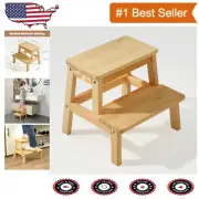 Multi-Purpose Wooden Step Stool with Non-Slip Mats - Perfect for Home Use