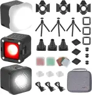 RM01 Mini LED Video Light Kit (3 Pack), Waterproof Portable Camera Light Kit Cub