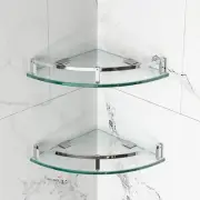 Bathroom Shelves, Glass Shelf Wall Mounted Glass Corner Shower Shelf with 304...