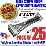 25 6" Inch Gutter Hangers Quick Screw Hidden Rain Bracket Hook Clip Style