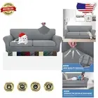 Light Gray Jacquard Sofa Cover for 2-Cushion Sofas - Non-Slip & Machine Washable