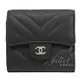 【全新現貨 優惠中】茱麗葉精品 CHANEL AP0712 雙C LOGO V字縫線小牛皮釦式短夾.黑/銀現金價$33,500