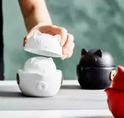 Chinese Portable Ceramic Kung Fu Tea Set Travel Case Teapot Lucky Cat Tea Cup