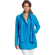 Beyond Yoga Topaz Blue Orgainic Fleece Button Up Scarf Sweatshirt Jacket Small