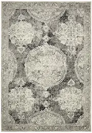 Maya Charcoal Grey Medallion Transitional Rug