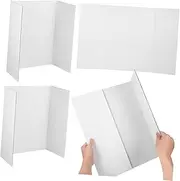 Sosoport 4pcs Trifold Presentation Board: Science Display Exhibition Poster Boards - 25.7 X 16.9 Inch Lightweight Portable Business Supplies, White