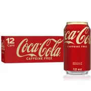 Caffeine-Free Coca-Cola Soda 12 oz Cans - 12 Pack