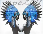 Canvas original Street Art Print indian blue chief Painting 47"