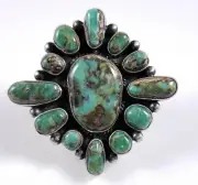 Donovan Cadman Navajo Sterling Silver Cluster Ring Four Leaf Clover Variscite
